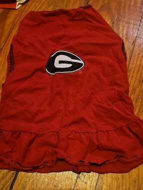 University Style Red Ruffle Dog Dress with Embroidered G Patch